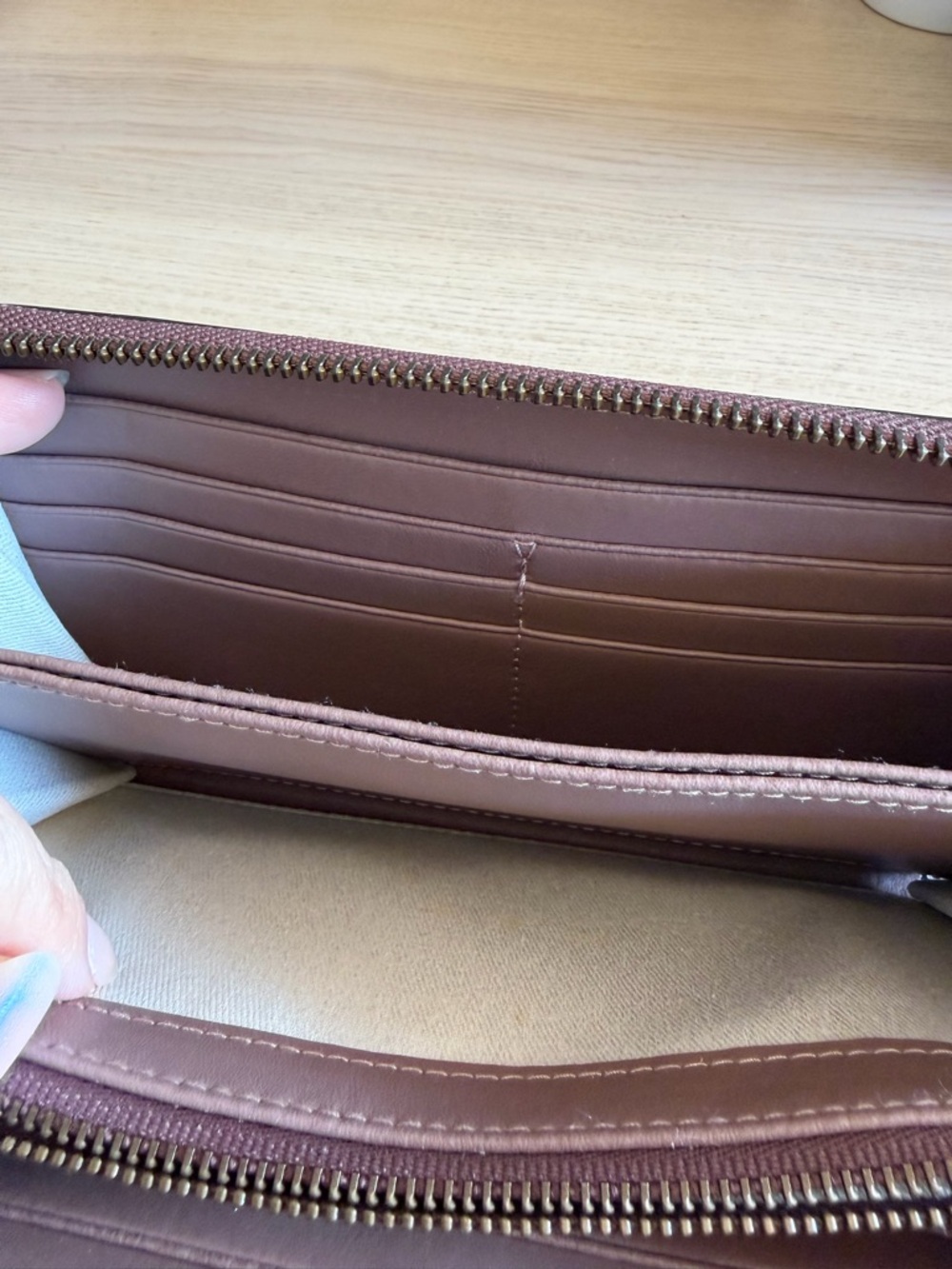 Polo Ralph Lauren Mauve Zip Around Continental Leather Wallet - Picture 10 of 13